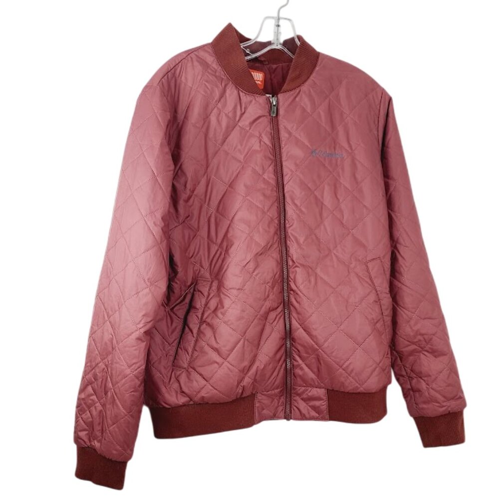 Columbia Women's Red Thermal Coil Quilted Puffer Bomber Jacket Size Large